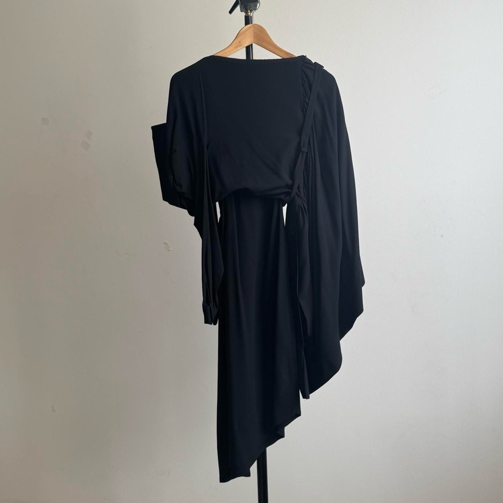 HM x MARGIELA Black SIDEWAYS DRESS / Black Asymmetrical Draped Dress